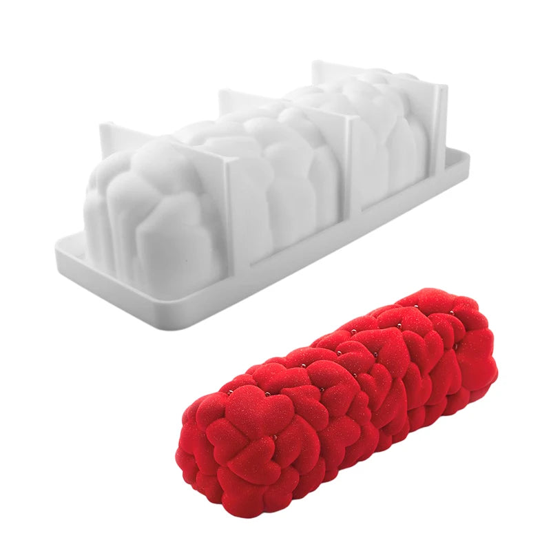 Moule Silicone Bûche Cœurs | Pâtisserie & Entremet