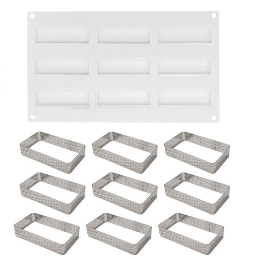 moule silicone rectangle tartelettes avec cadre inox